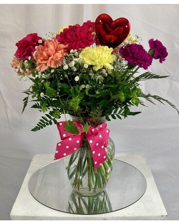 12 Carnations size, inches height and inches wide.