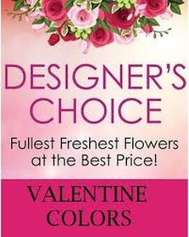 Valentine's Colors size, inches height and inches wide.