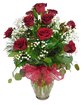 Red Roses To Include Bow size, inches height and inches wide.