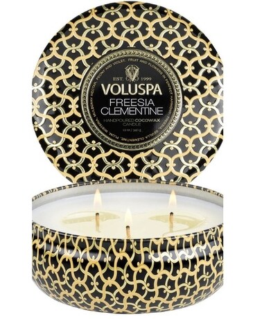 3 Wick Tin size, inches height and inches wide.