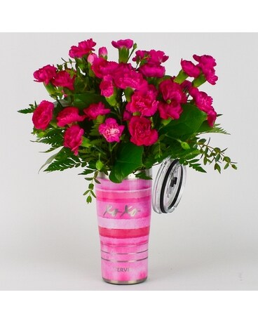 XOXO Tervis + Flowers size, inches height and inches wide.