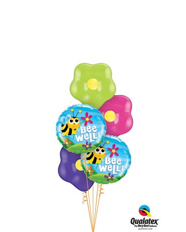 Bee Well Balloons & Plush size, inches height and inches wide.