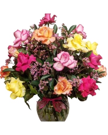 6 roses (bouquet) size, inches height and inches wide.