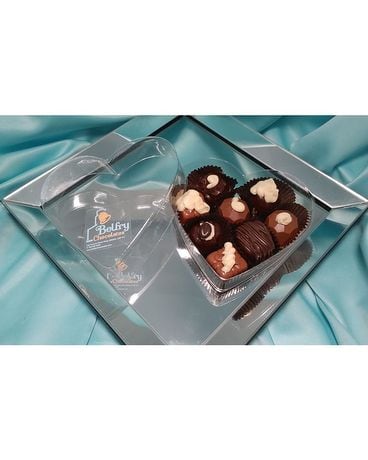 heart Shaped box of 8 size, inches height and inches wide.