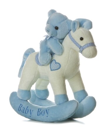 Boy Rocking Horse size, inches height and inches wide.