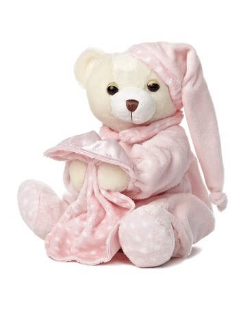 Dreamy Baby Girl Bear size, inches height and inches wide.