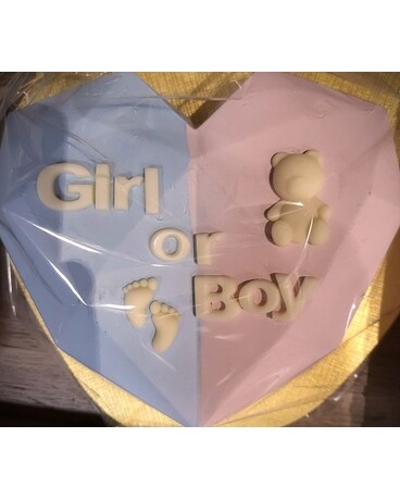 Gender Reveal Heart size, inches height and inches wide.