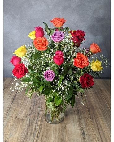 2 Dz Colored Roses size, inches height and inches wide.
