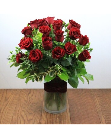 2 Dozen Pink Roses size, inches height and inches wide.