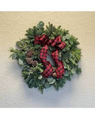 20" Wreath size, inches height and inches wide.