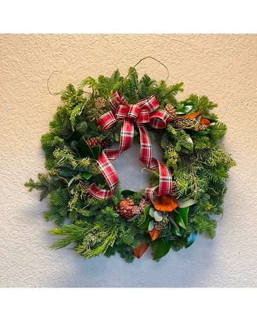 20" Wreath size, inches height and inches wide.