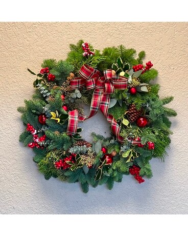 20" Wreath size, inches height and inches wide.