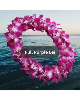 Purple Deluxe Lei size, inches height and inches wide.