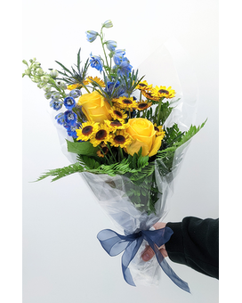 Bunch Presentation Wrapped size, inches height and inches wide.