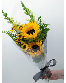 Bunch Presentation Wrapped size, inches height and inches wide.