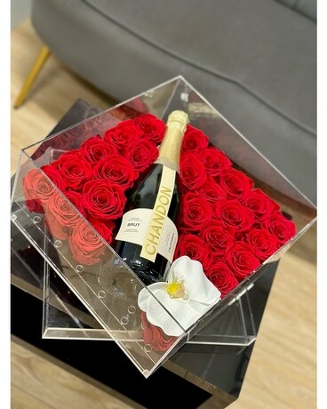 Chandon Champagne size, inches height and inches wide.