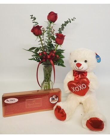 Buy the Bundle Three Roses size, inches height and inches wide.