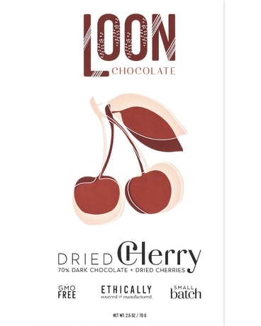 Dried Cherry size, inches height and inches wide.