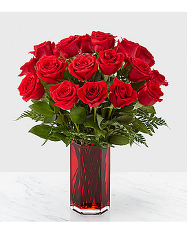 18 Rose Bouquet size, inches height and inches wide.