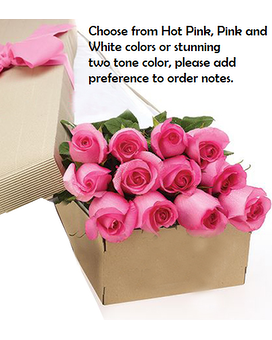 12 Roses in box size, inches height and inches wide.
