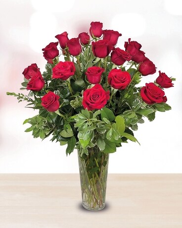 Premium - 2 Dozen Roses + 3 Stargazer Lilies size, inches height and inches wide.