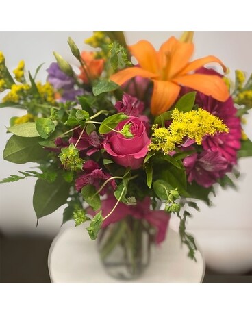 Designer's Choice Pink & Orange Flower Arrangement