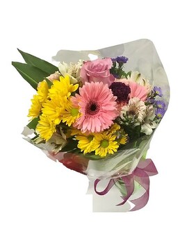 Hand Tied Bouquet size, inches height and inches wide.
