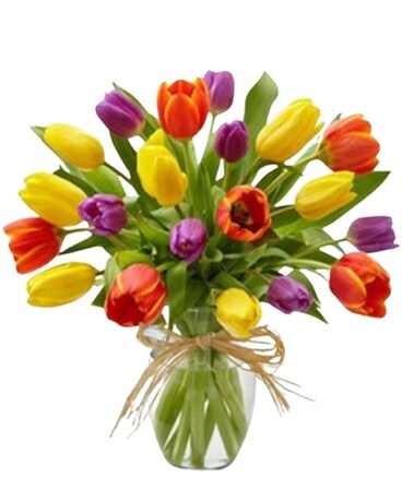 16 Mix Color Tulips Flower Arrangement