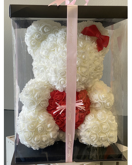 White Rose, Boxed size, inches height and inches wide.
