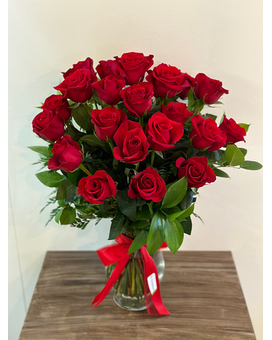 Premium (24 roses) size, inches height and inches wide.