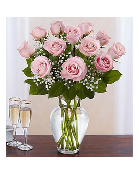 12 Pink Roses size, inches height and inches wide.