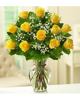 12 Yellow Roses size, inches height and inches wide.