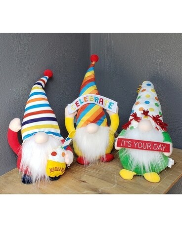 Celebration Gnomes size, inches height and inches wide.