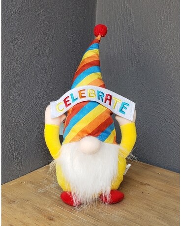 "Celebrate" Gnome size, inches height and inches wide.