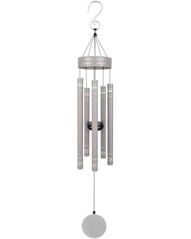 Wind Chime On Stand With Bow size, inches height and inches wide.