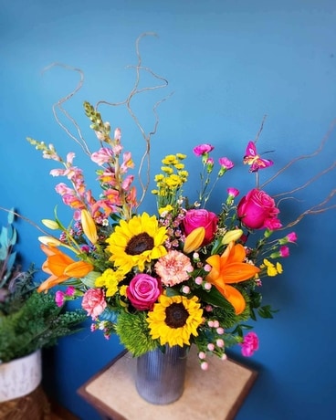 Hot Colored Spring Flower Arrangement