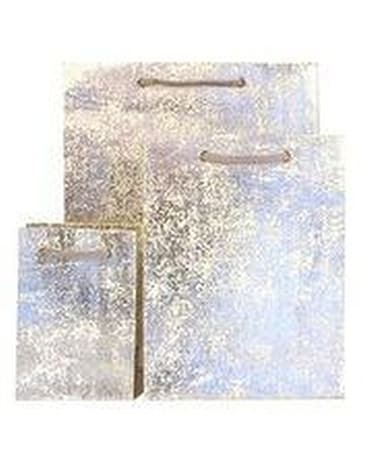 Gift Bag, Silver Crush size, inches height and inches wide.
