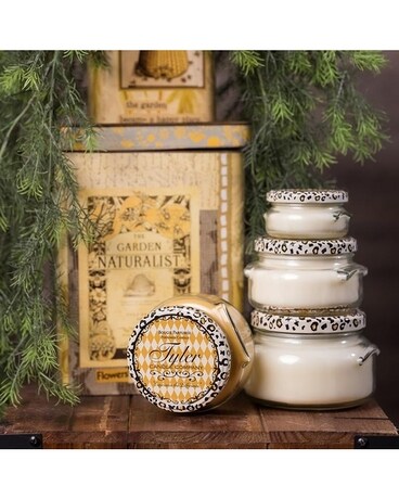22 oz 2-Wick Candle size, inches height and inches wide.