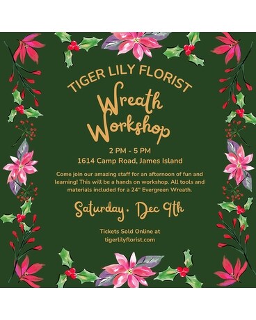 Dec. 9 Winter Fresh Wreath Workshop size, inches height and inches wide.
