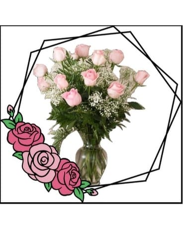 12 Roses size, inches height and inches wide.