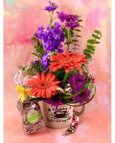Arrangement w/ Non Pareils & MD Key Chain size, inches height and inches wide.