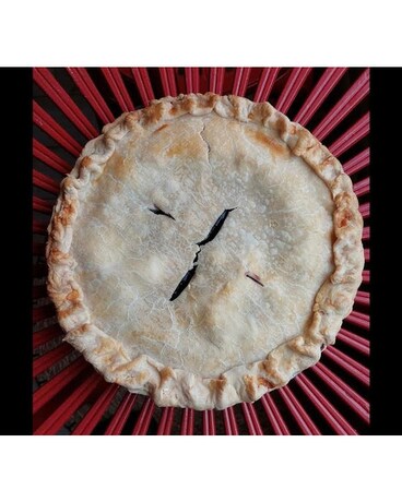 Pie with larger floral bouquet size, inches height and inches wide.