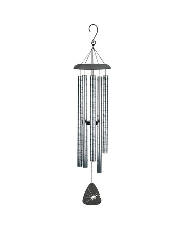 On a metal chime stand size, inches height and inches wide.