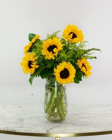 Sunflower Bouquet size, inches height and inches wide.