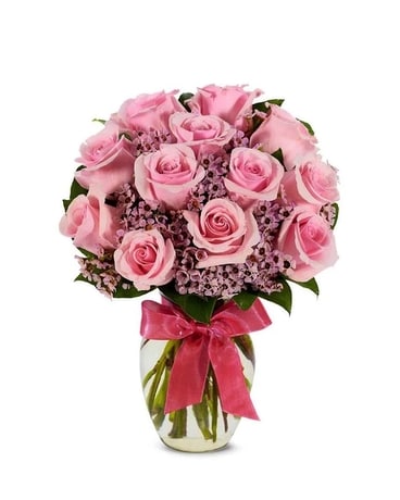 12 Pink Roses size, inches height and inches wide.