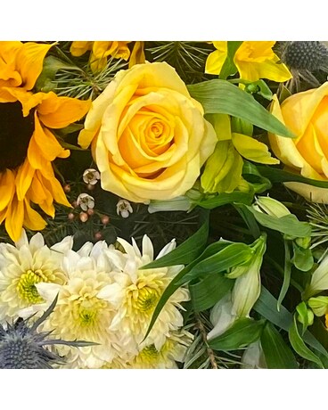 Standard hand tied bouquet size, inches height and inches wide.