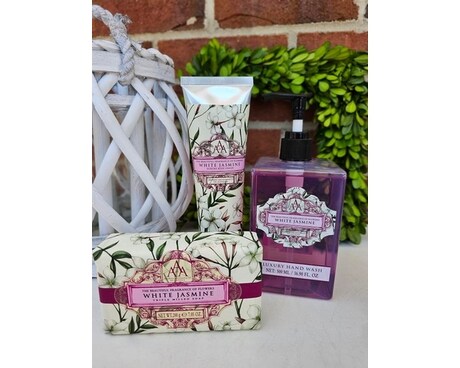 Triple Milled Soap, Hand Wash & Body Cream White Jasmine size, inches height and inches wide.