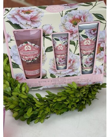 Bath & Body Collection Peony Plum size, inches height and inches wide.