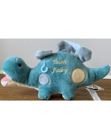 Dino Tooth Fairy Pillow size, inches height and inches wide.