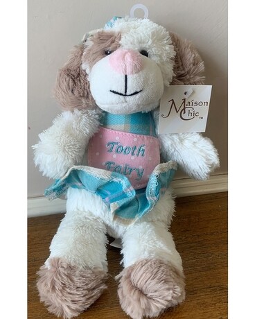 Pink Puppy Tooth Fairy Pillow size, inches height and inches wide.